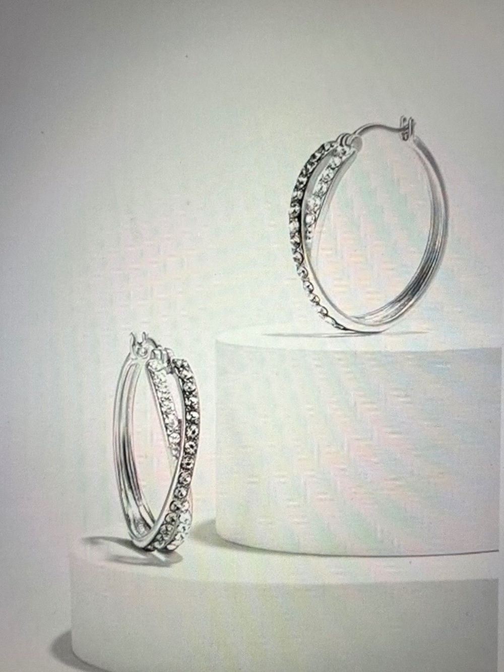 NEW Sterling Silver Swarovski Elements Crystal Crossover Hoop Earrings